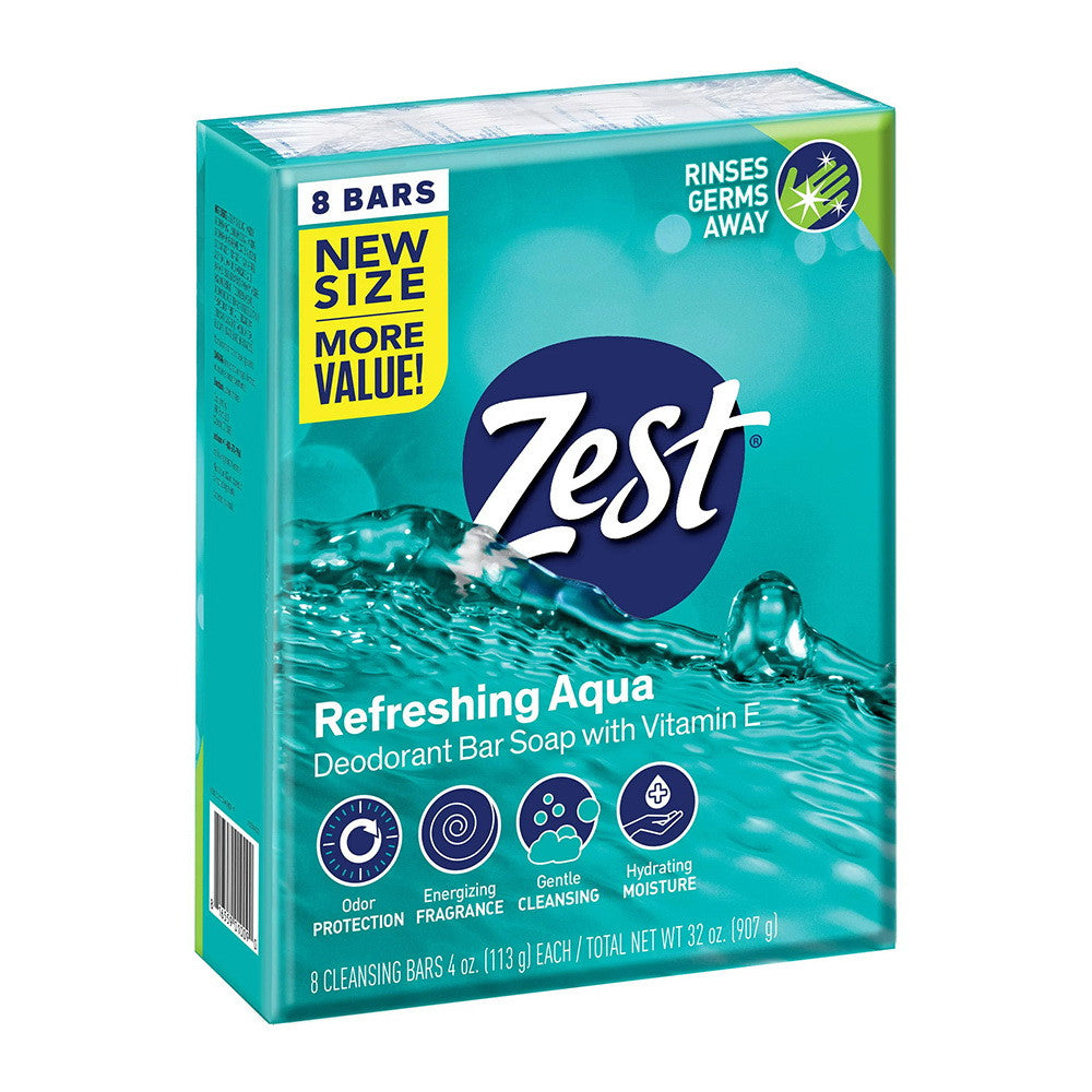 Zest Aqua with Vitamin E Refreshing Soap Bars, 4 Oz, 8 Ea